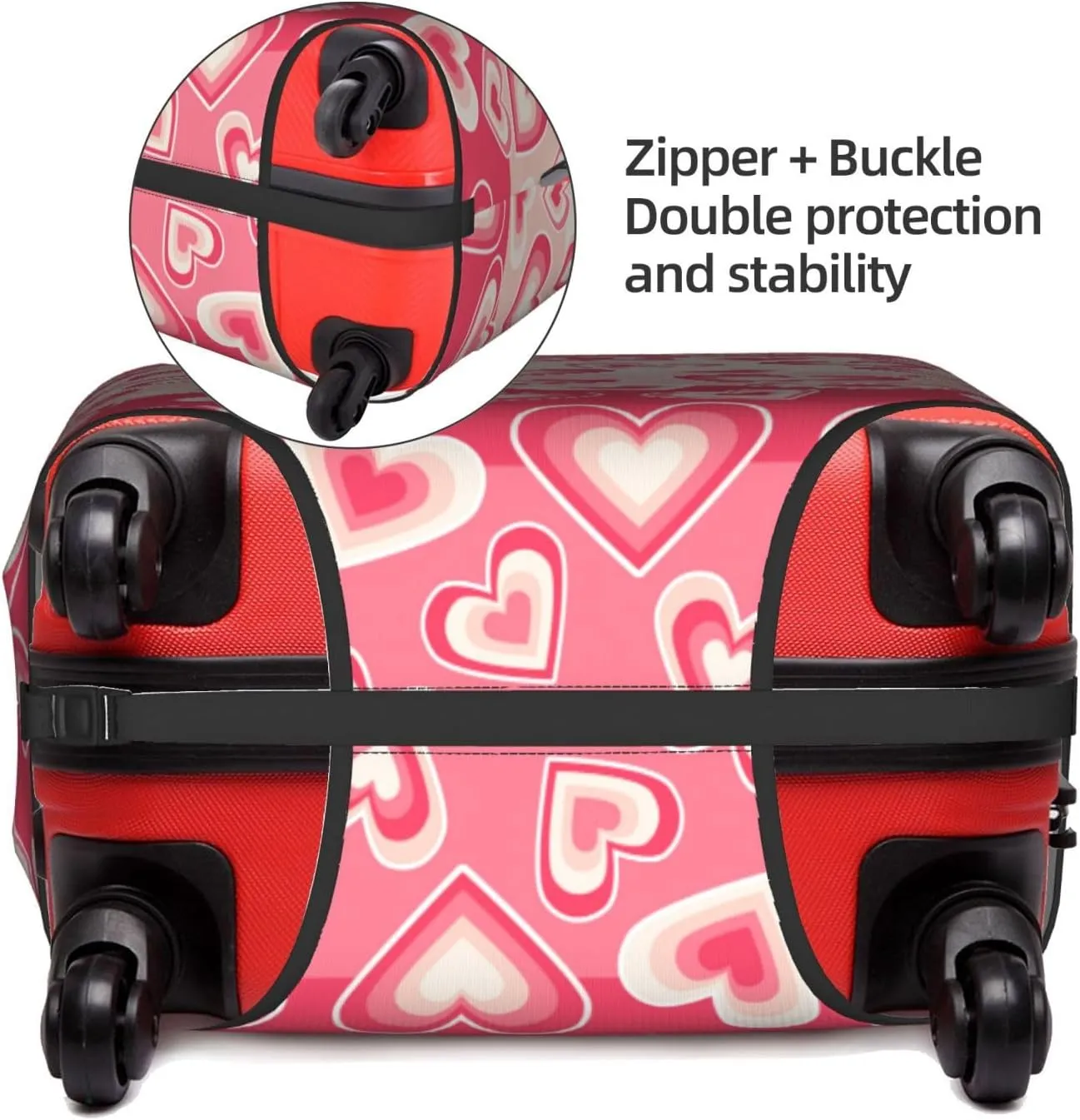 Hearts Pattern Luggage Covers Travel Suitcase Cover Protector Fit 18-32 Inch Luggage