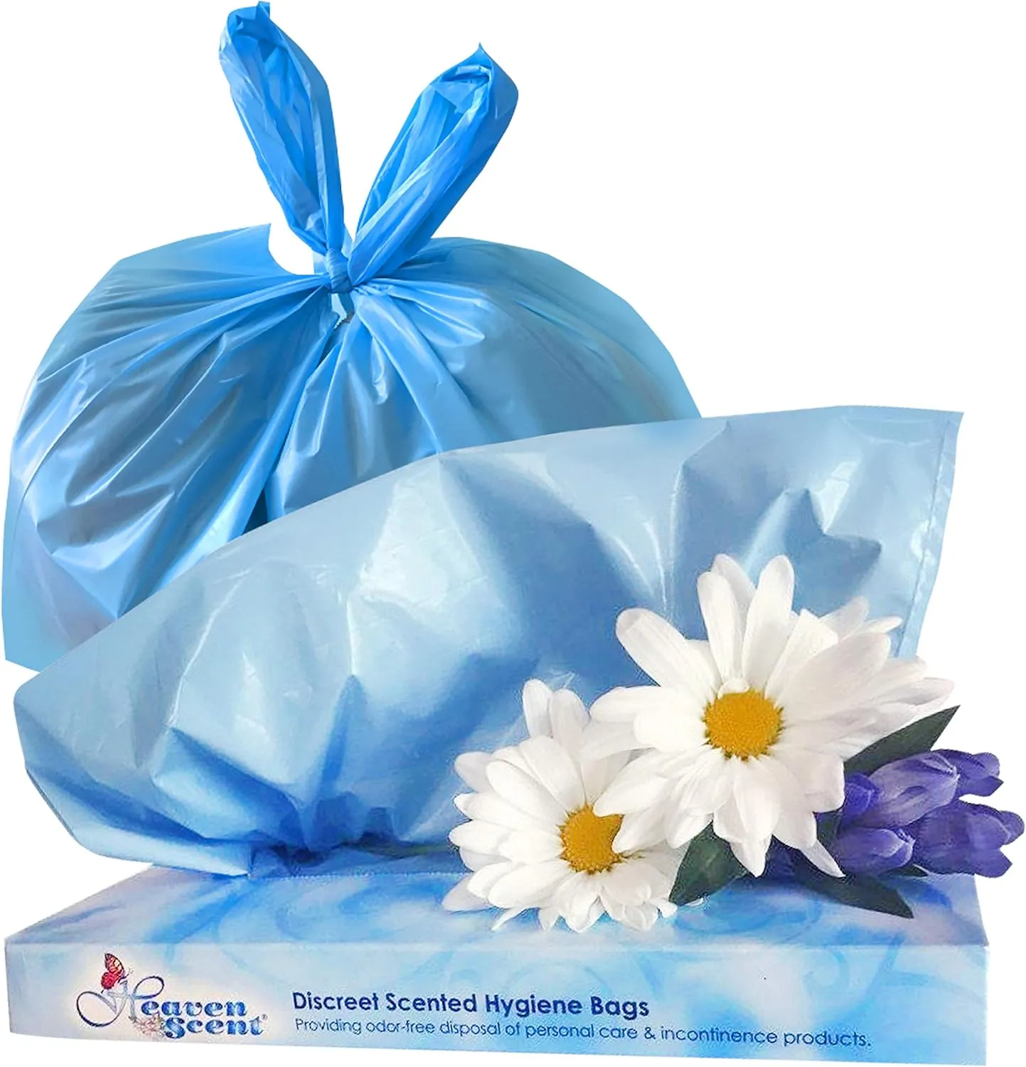 Heaven Scent Hygiene Bags 1.5MIL ULTRA-THICK Discreet Waste Disposal | Made in the USA | Mild Baby Powder Scented Trash Bags for Adult Briefs & Feminine Products - Large, 35 Bags