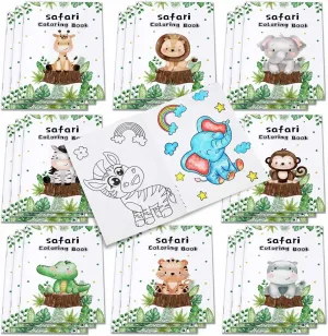 Heboland 24Pack Mini Coloring Books for Kids Party Favors Jungle Safari Animals Theme, Small Coloring Book Bulk for Birthday Party Goodie Bags Filler and Classroom Supplies