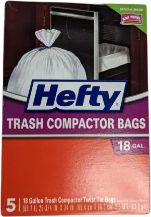 Hefty E21218 Trash Compactor Bags 5 Count