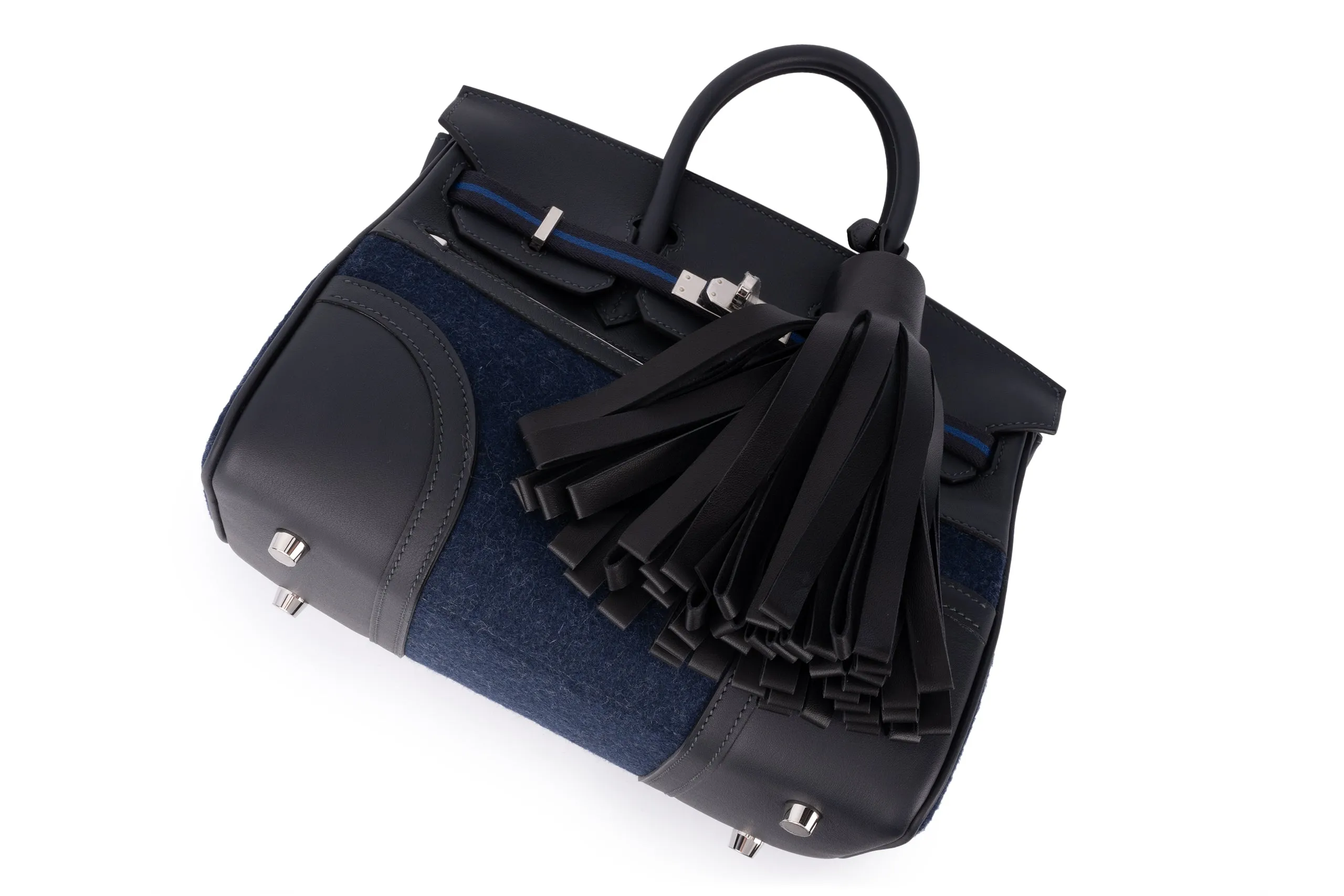 Hermès Birkin 25 	Limited Edition	Swift/Feutre	Go Team caban/Blue France/Blue Nuit/New White	PHW