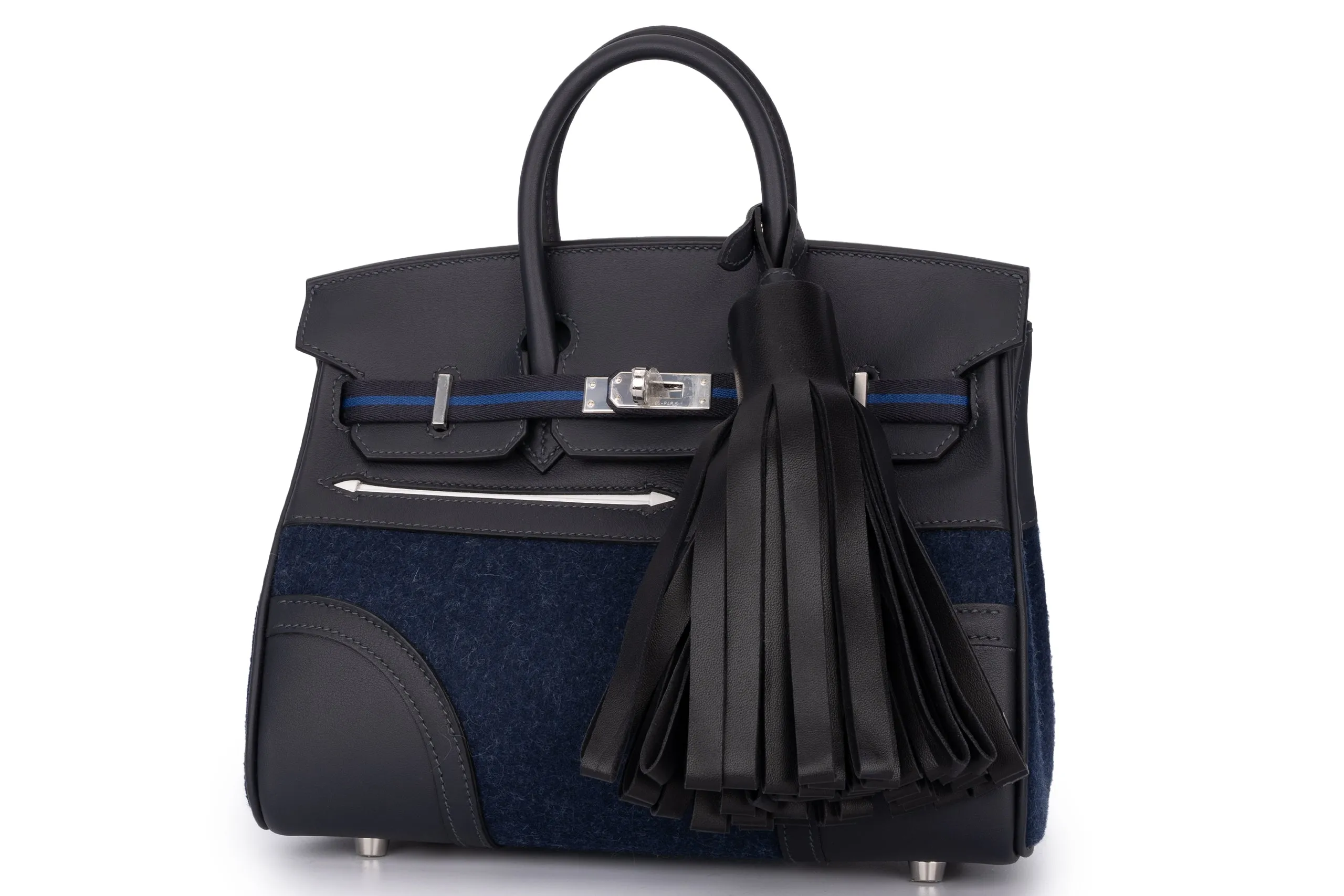 Hermès Birkin 25 	Limited Edition	Swift/Feutre	Go Team caban/Blue France/Blue Nuit/New White	PHW