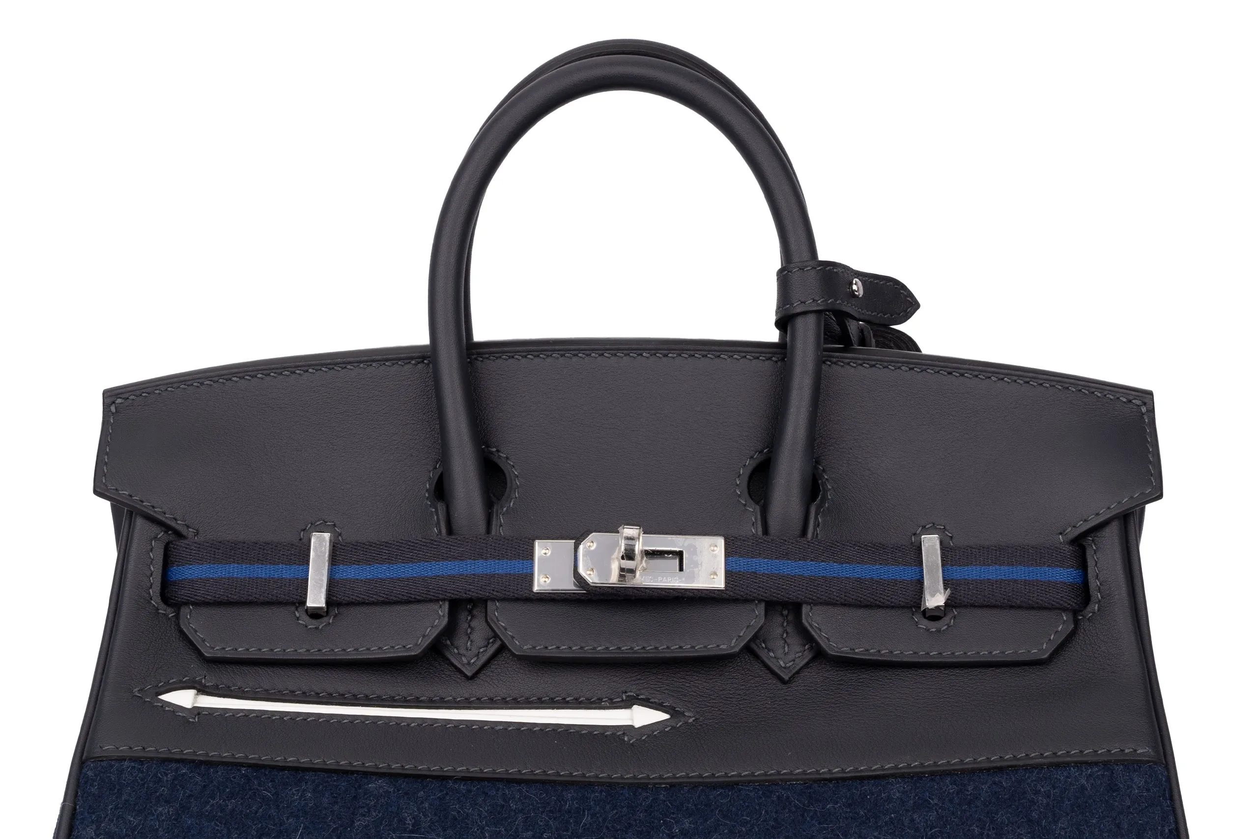 Hermès Birkin 25 	Limited Edition	Swift/Feutre	Go Team caban/Blue France/Blue Nuit/New White	PHW