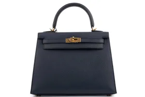 Hermès Kelly 25		Epsom  	Blue Indigo	GHW