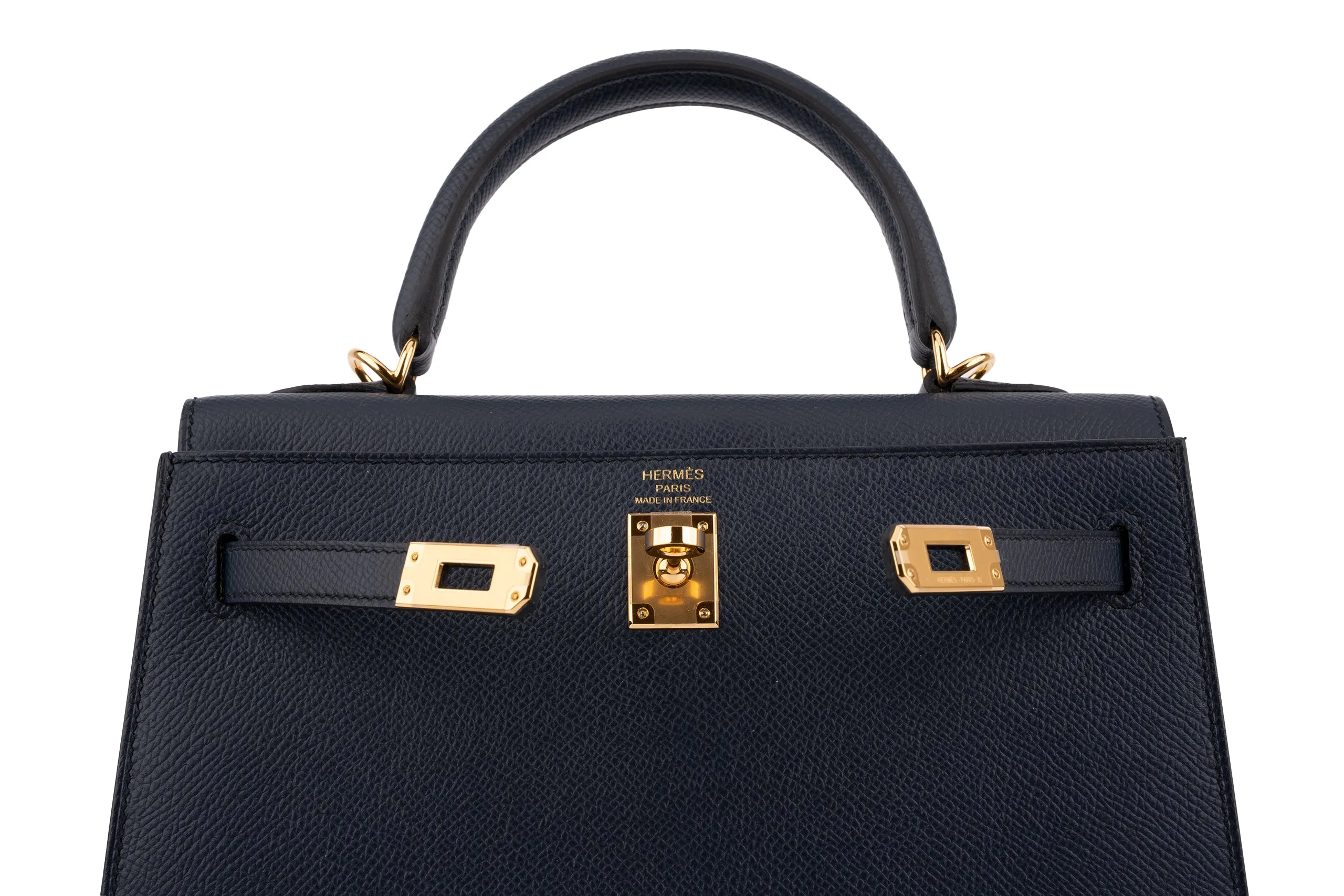Hermès Kelly 25		Epsom  	Blue Indigo	GHW