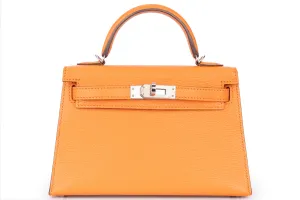 Hermès Mini Kelly Sellier Chevre Mysore Orange PHW
