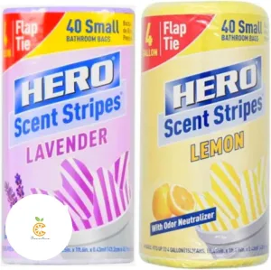Hero Small Flap-Tie Trash Bags - 4 Gallon, Lavender & Lemon Scent, Bonus Clementine Sticker - 40 Count - Pack of 2 40 Count (Pack of 2)