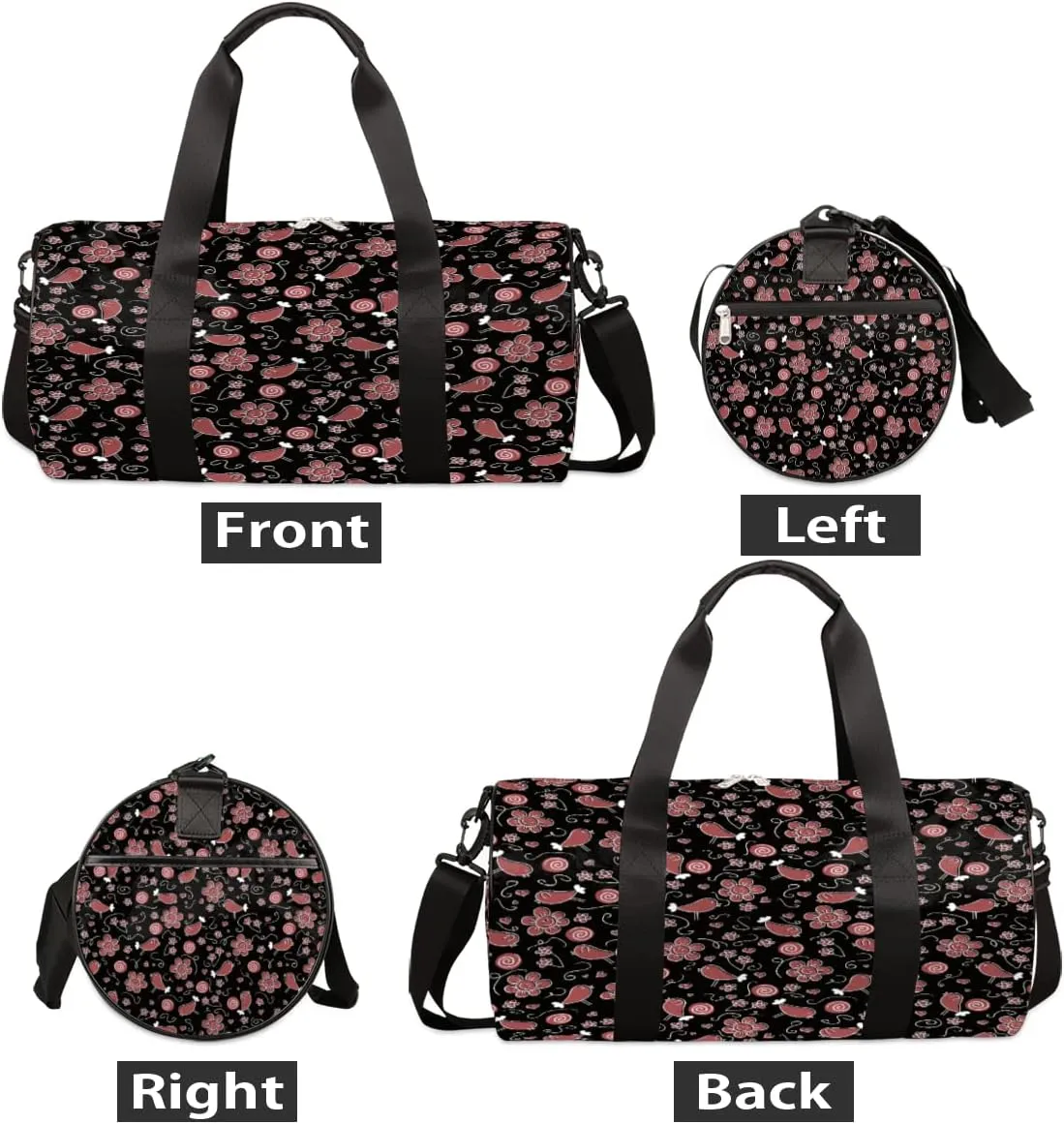 Hot Pink Gym Bag Small Gym Duffel Bags for Men Women Flower Birds Overnight Weekender Bag Lightweight Sport Duffle Bag Carry On Gymbag