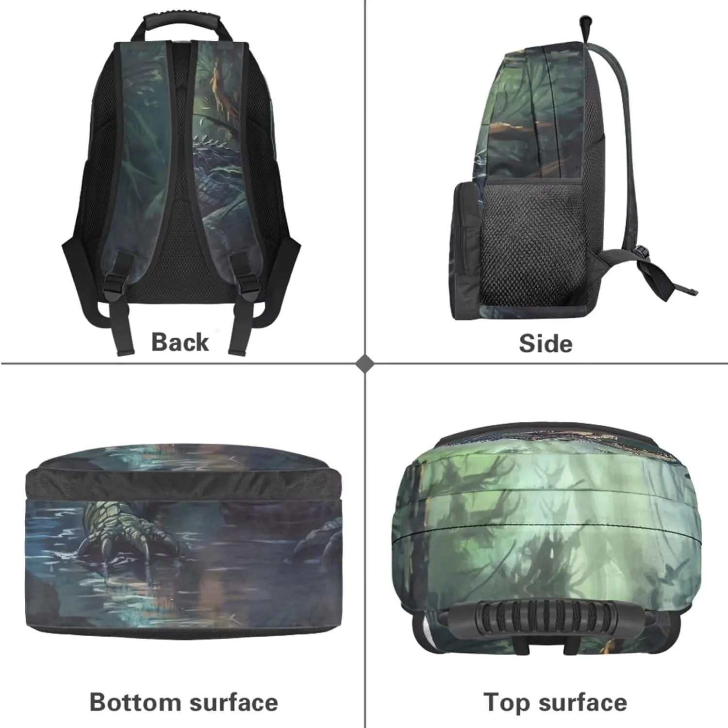 HUGS IDEA Cool Crocodile Backpack for Kids Cool Boys Schoolbag Set with Lunch Box Pencil Case Water Bottle Cover Elementary School Bookbag for 5Th Grade Large Book Bags for Students