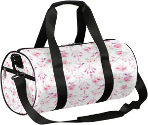 Hummingbirds Flowers Gym Bag Small Gym Duffel Bags for Men Women Pink Overnight Weekender Bag Lightweight Sport Duffle Bag Carry On Gymbag