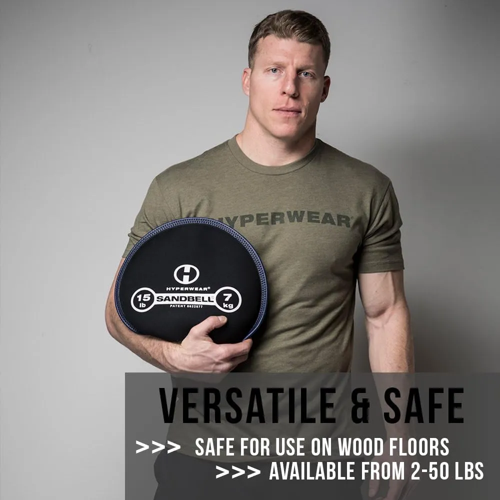 HYPERWEAR SandBell Sandbag, Pre-Filled with Clean USA Sand, Soft Weights for Exercise, Fitness & Rucking (2–50 lbs)