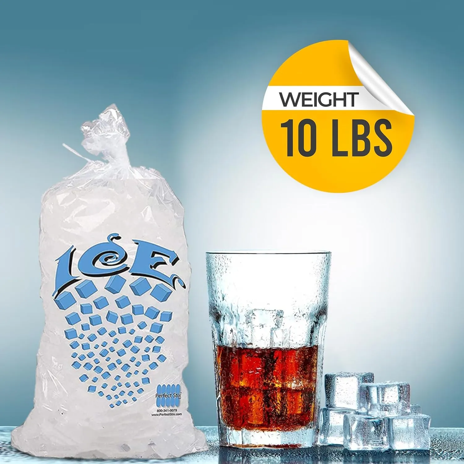 Ice Bag with Twist Tie Enclosure, 10 lbs (Pack of 500)