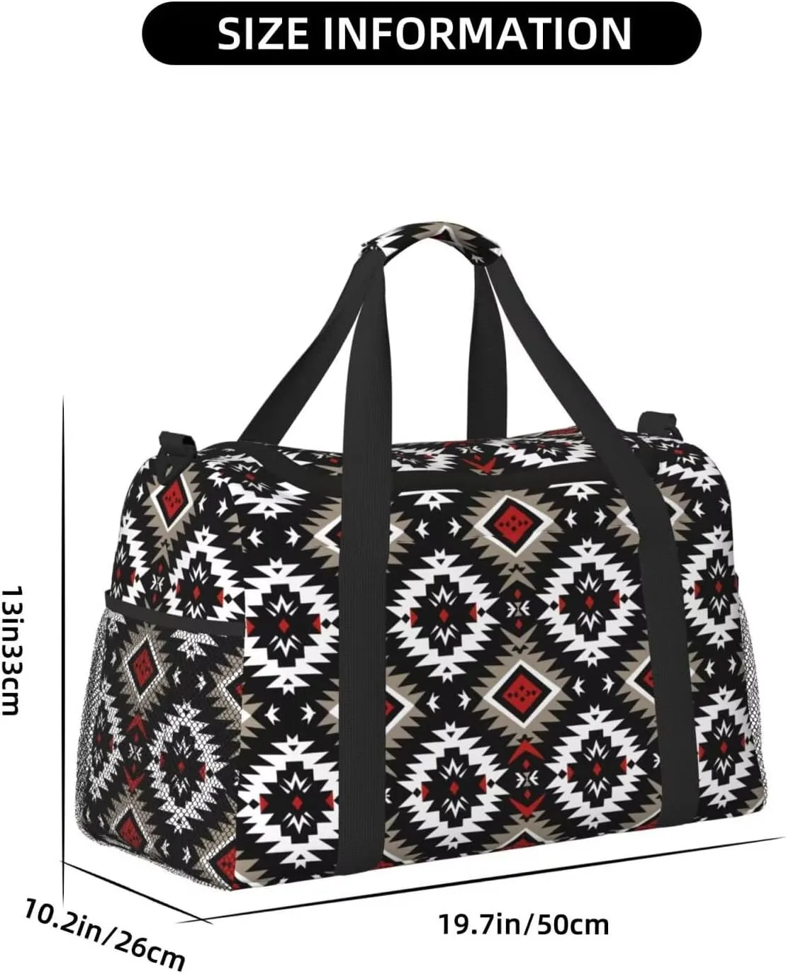 Indian Aztec Weekender Bag Graphic Rustic Country Large Travel Duffel Bag for Women Aztec Boho Western Carry on Overnight Bag Southwestern Ethnic Hospital Bags for Labor
