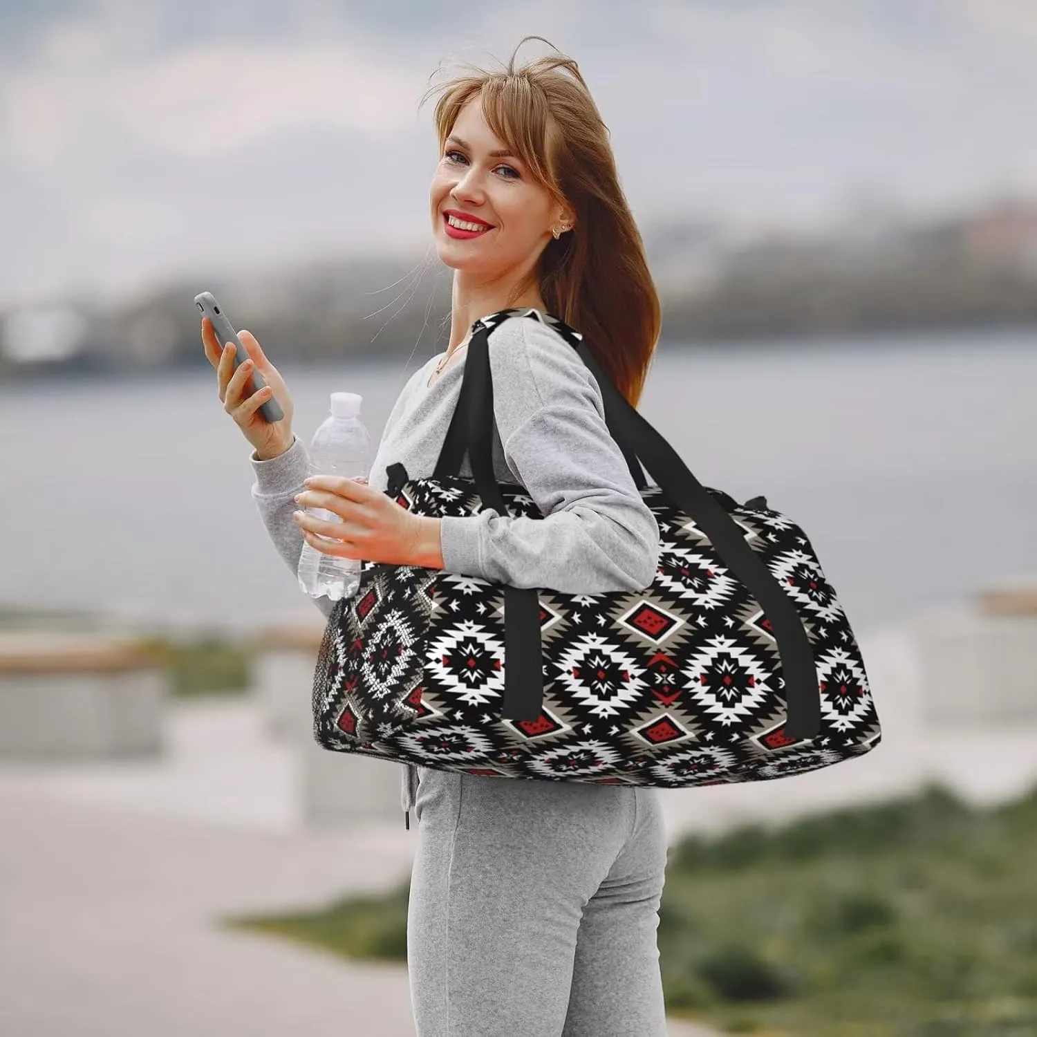 Indian Aztec Weekender Bag Graphic Rustic Country Large Travel Duffel Bag for Women Aztec Boho Western Carry on Overnight Bag Southwestern Ethnic Hospital Bags for Labor