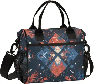 Insulated Lunch Bag Women - Floral Matrix Dandelion Lunch Box for Men, Leak Resistant, Adjustable Shoulder Strap, Durability Nylon, for Work, Travel, Outdoor Activities