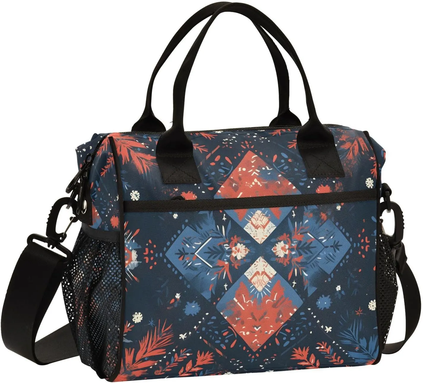 Insulated Lunch Bag Women - Floral Matrix Dandelion Lunch Box for Men, Leak Resistant, Adjustable Shoulder Strap, Durability Nylon, for Work, Travel, Outdoor Activities
