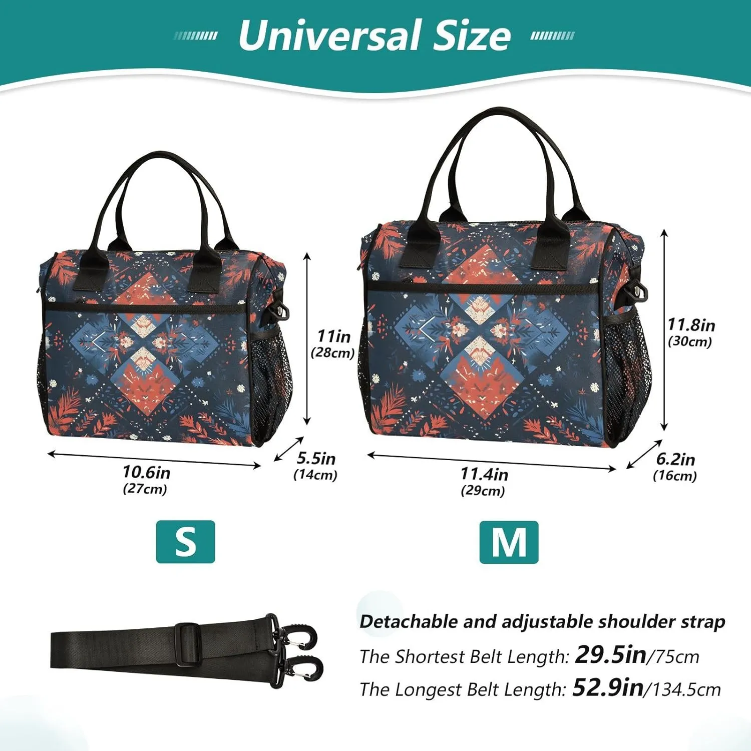 Insulated Lunch Bag Women - Floral Matrix Dandelion Lunch Box for Men, Leak Resistant, Adjustable Shoulder Strap, Durability Nylon, for Work, Travel, Outdoor Activities