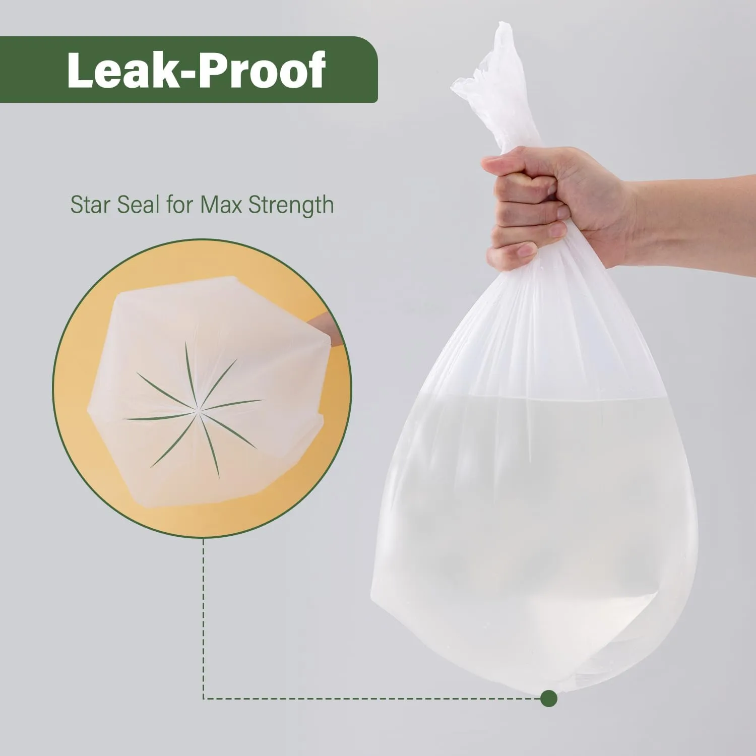 Jaoul Small Trash Bags 1.2 Gallon, Unscented Strong Garbage Bags for Bathroom, Cat Litter - White, 200 Counts