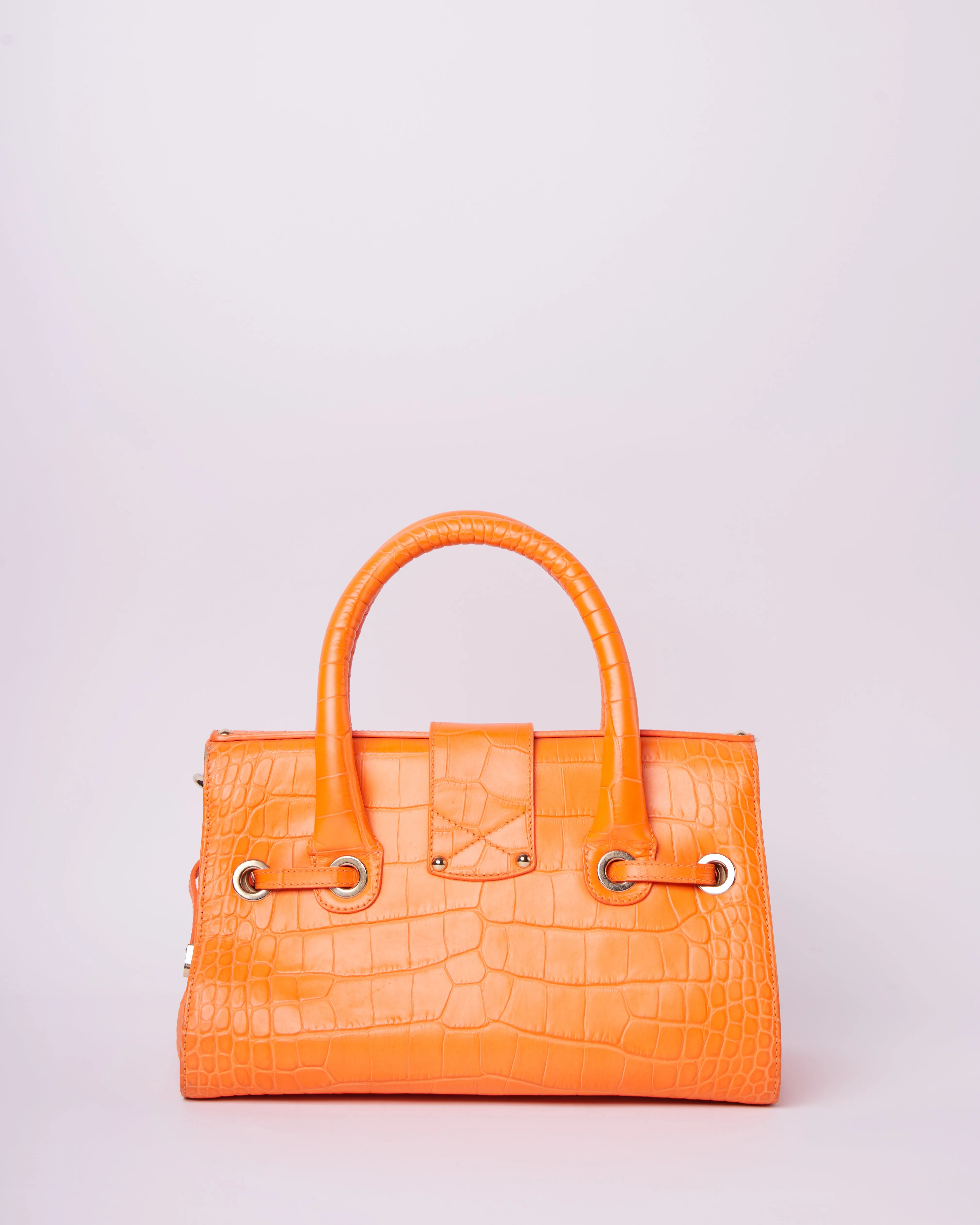 Jimmy Choo Orange Crocodile Embossed Handbag