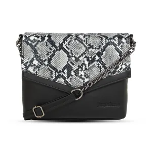 Kassia Sling Bag Carbon Black Snake Printed