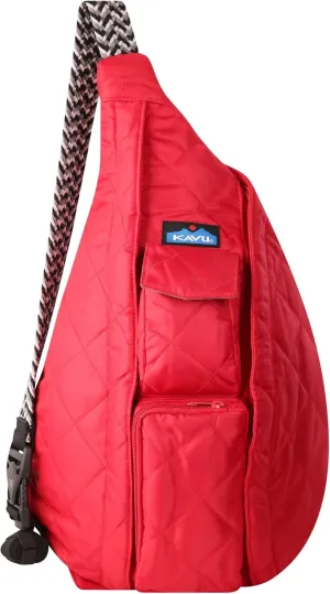 KAVU Rope Puff Bag Sling Crossbody Backpack Travel Quilted Purse-Scarlet