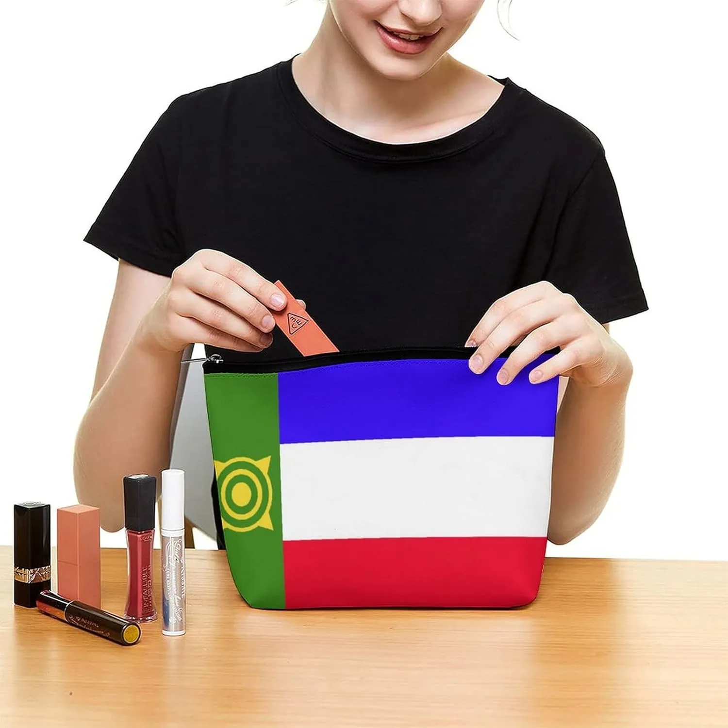 Khakassia Flag Portable Cosmetic Organizer Bag Travel Makeup for Women
