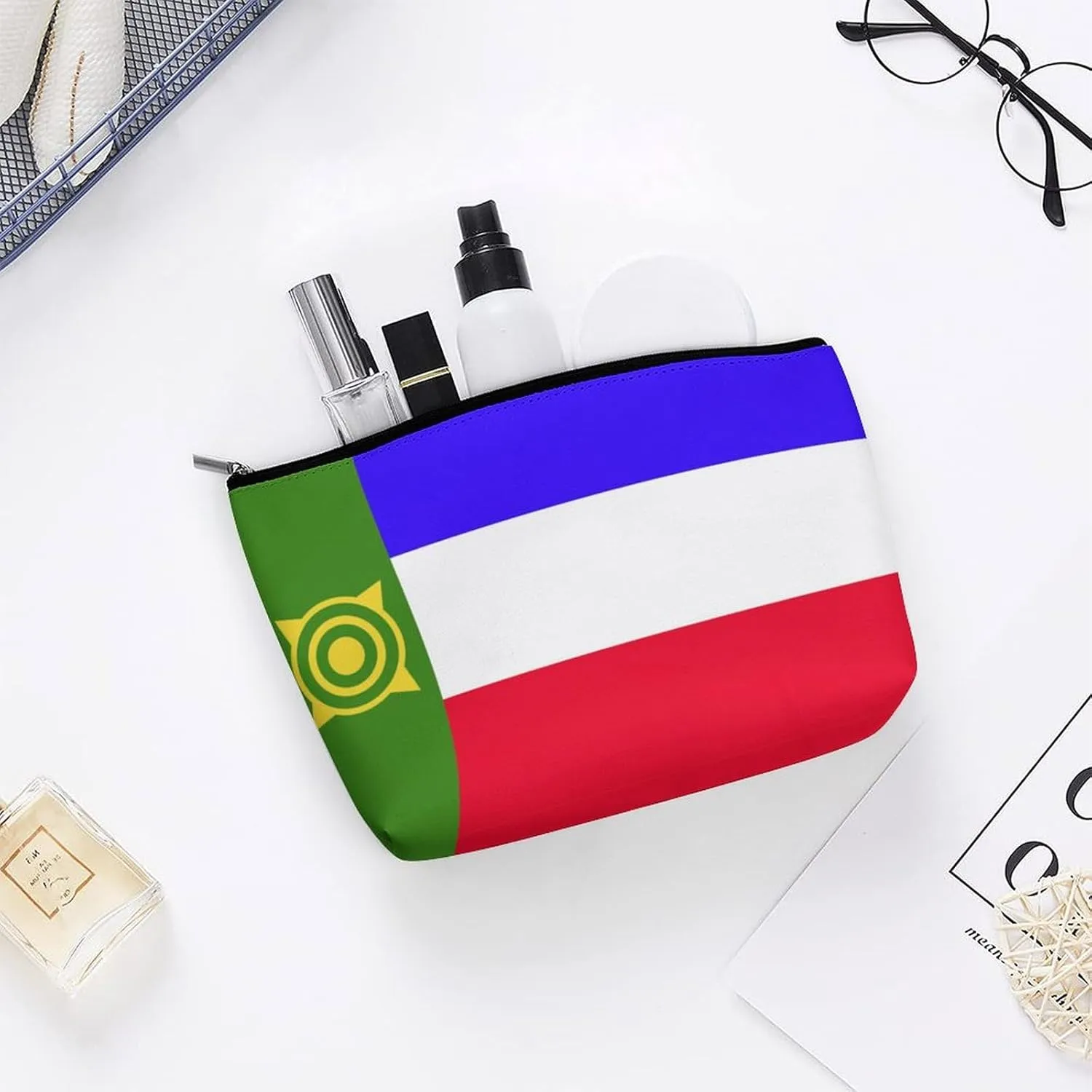 Khakassia Flag Portable Cosmetic Organizer Bag Travel Makeup for Women