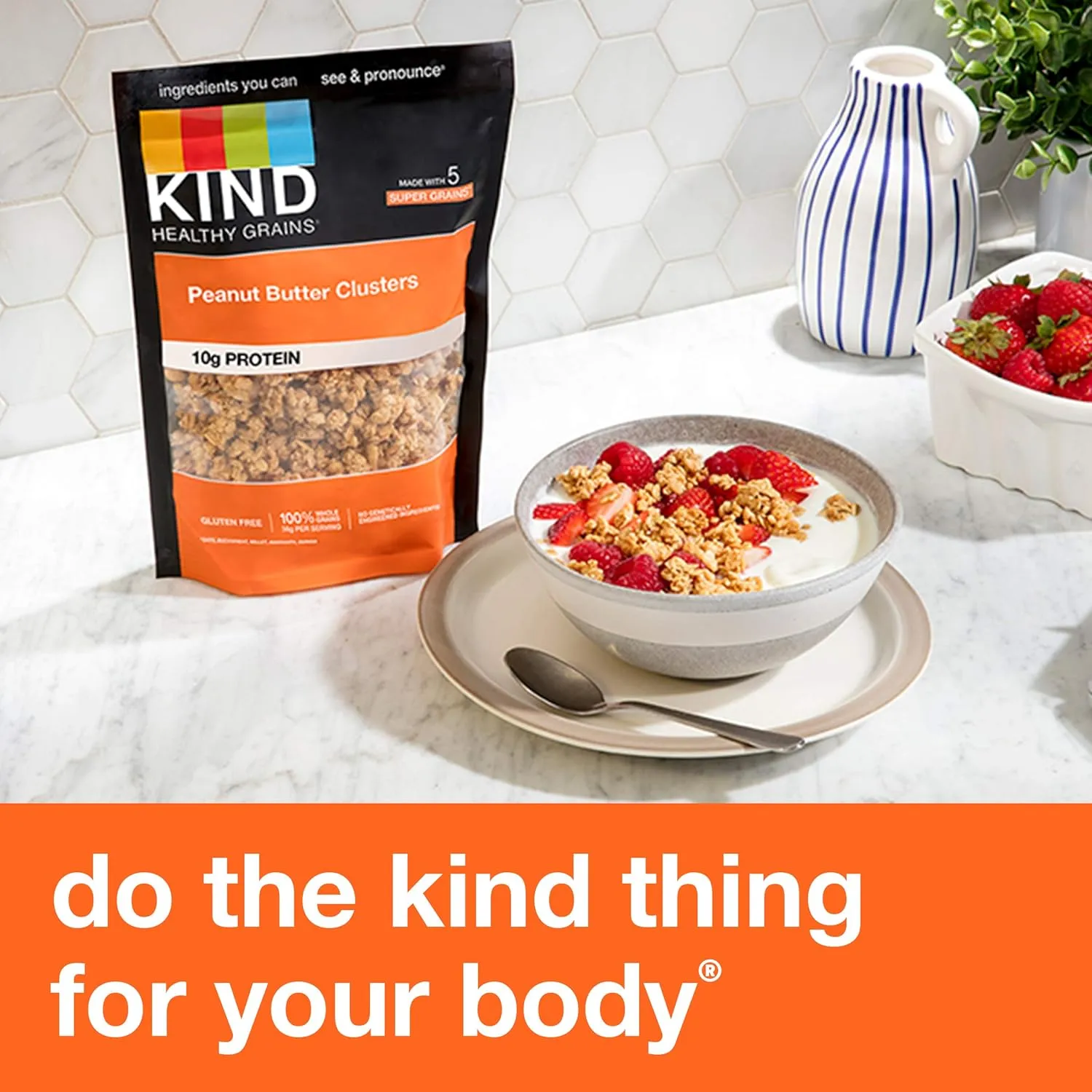 KIND Healthy Grains Granola, Peanut Butter Clusters, Healthy Snacks, Gluten Free, 100% Whole Grains, 10g Protein, 11oz, 3 Count
