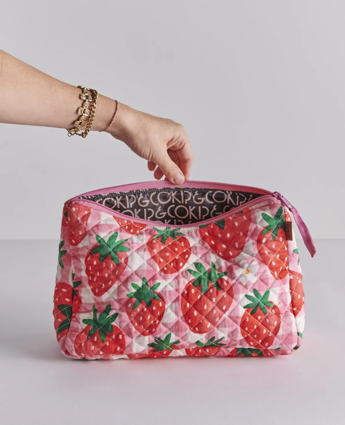 Kip & Co Strawberry Jam Quilted Cotton Toiletry Purse