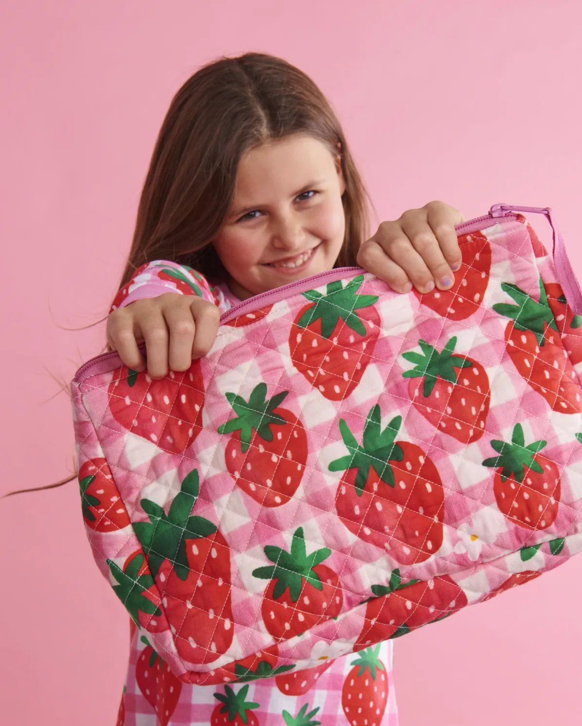 Kip & Co Strawberry Jam Quilted Cotton Toiletry Purse
