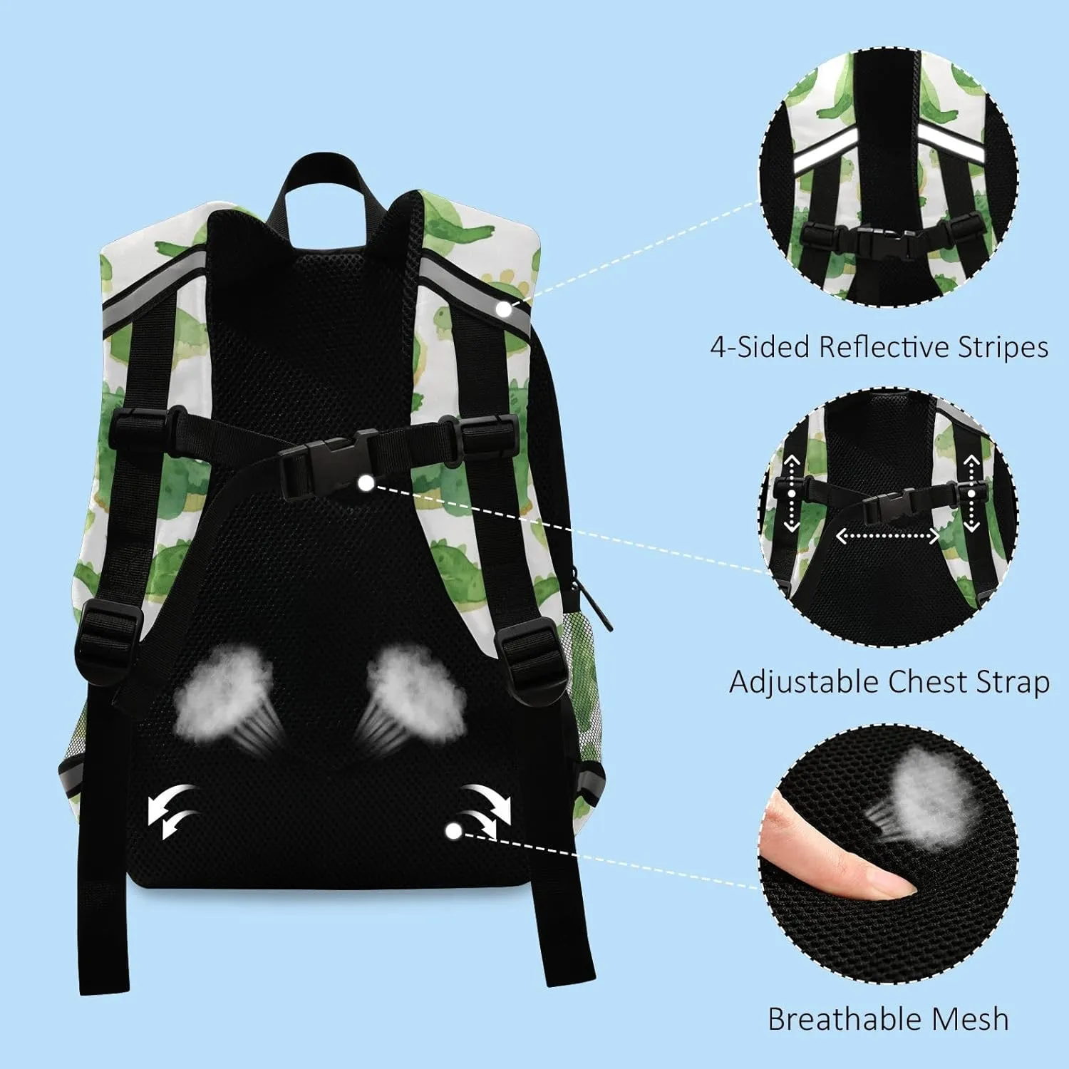 KLL Cute Backpack for Kindergarten Cute Cartoon Crocodile Alligator Watercolor Cute Travel Bookbag
