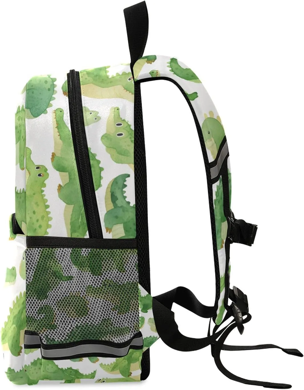 KLL Cute Backpack for Kindergarten Cute Cartoon Crocodile Alligator Watercolor Cute Travel Bookbag