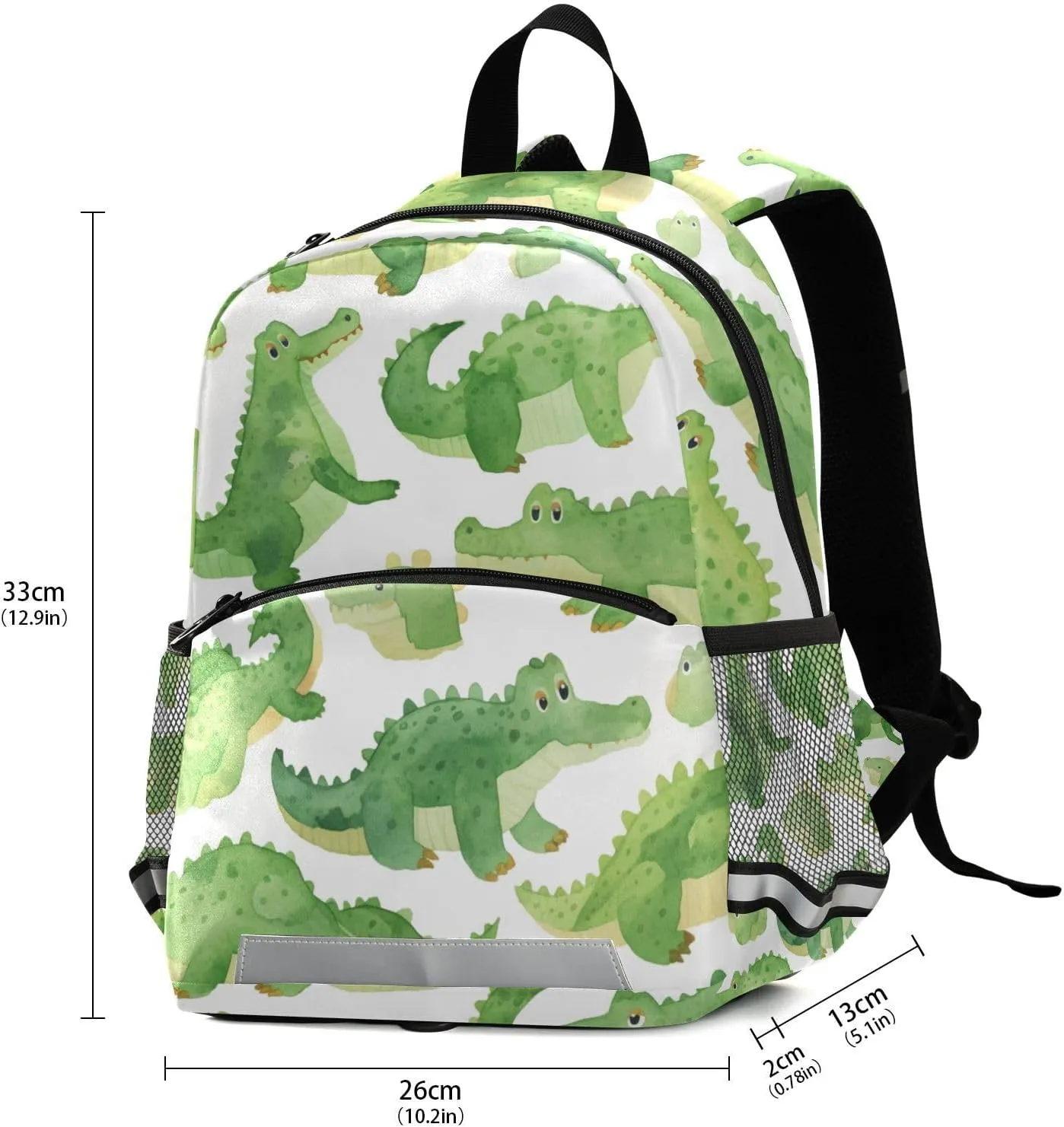 KLL Cute Backpack for Kindergarten Cute Cartoon Crocodile Alligator Watercolor Cute Travel Bookbag