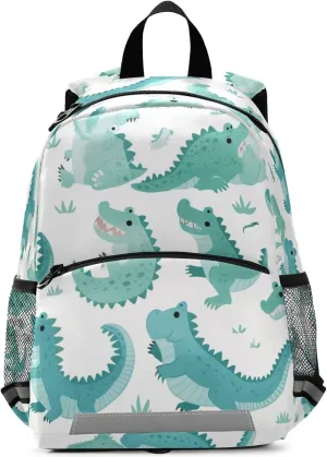 KLL Cute Cartoon Crocodile Alligator Kindergarten Preschool Backpack Multifunctional Mini Book Bag for School Travel