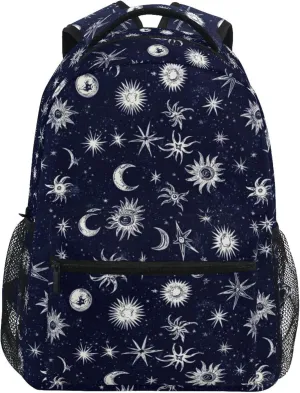 KLL Day Backpack for Men Women Fashion Stylish Travel Bags with Chest Strap for Travel Trip Starry Night Star Sun Moon