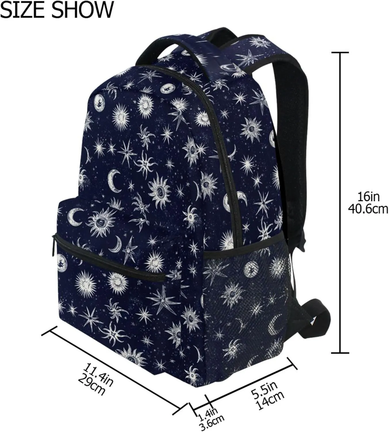 KLL Day Backpack for Men Women Fashion Stylish Travel Bags with Chest Strap for Travel Trip Starry Night Star Sun Moon