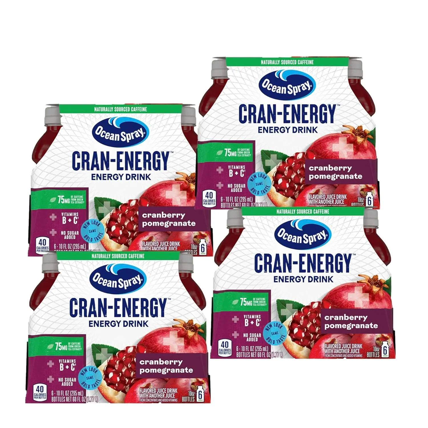KOOL8SHOP Cranberry Pomegranate Energy Juice Drink, 24-Pack of 10 oz Plastic Bottles   15 Sugarcane Compostable Biodegradable 7" Length Individual Wraped Straws by KOOL8SHOP Infinite Deals