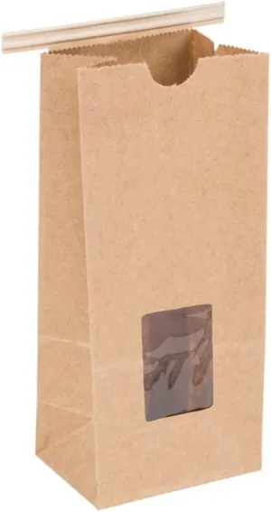 Kraft 1/2 Lb. Tin Tie Bakery Bag w/Square Window - 50 Pack by Premium Tin Ties