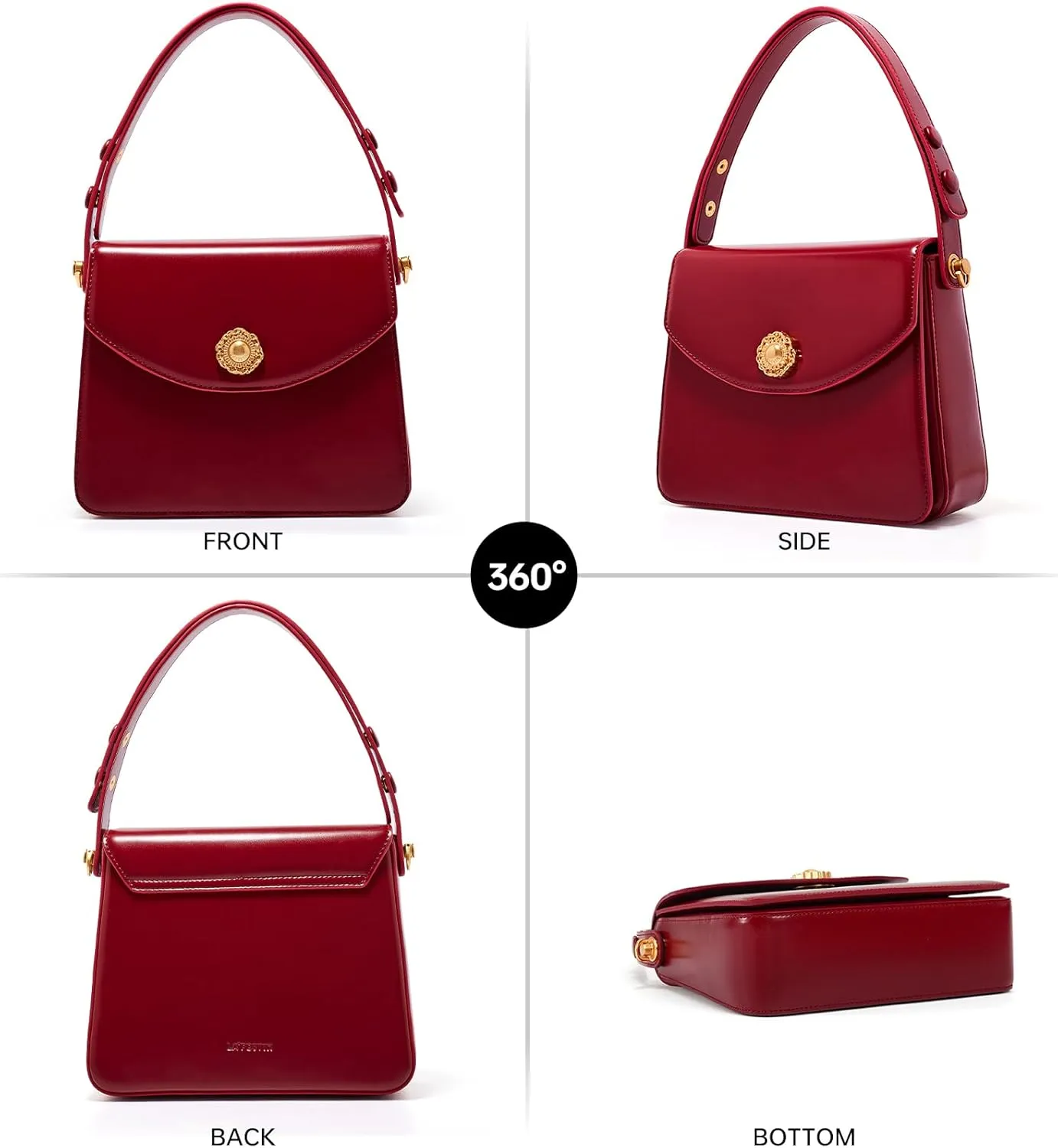 LA FESTIN Leather Top Handle Satchel Purse for Women Crossbody Bags Small Shoulder Purse Square Handbag with Adjustable Strap