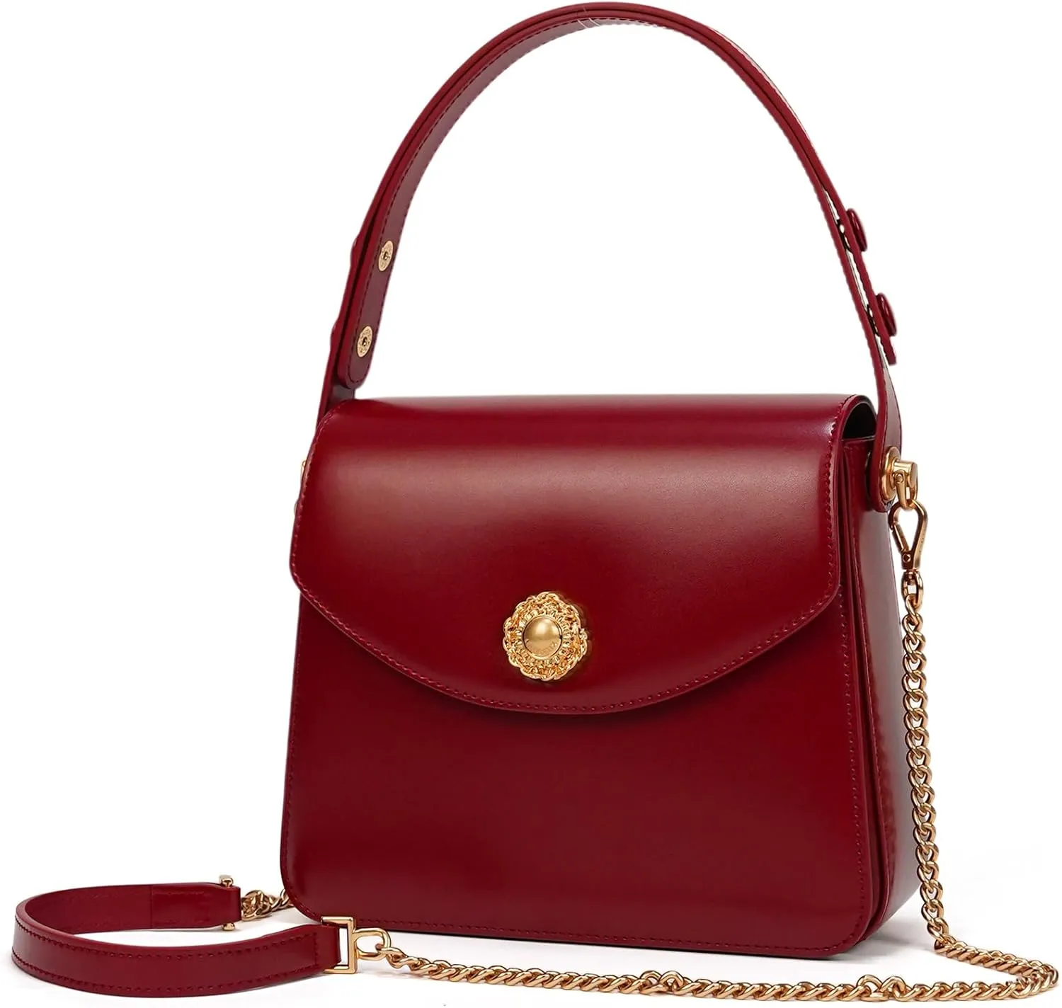 LA FESTIN Leather Top Handle Satchel Purse for Women Crossbody Bags Small Shoulder Purse Square Handbag with Adjustable Strap
