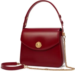 LA FESTIN Leather Top Handle Satchel Purse for Women Crossbody Bags Small Shoulder Purse Square Handbag with Adjustable Strap