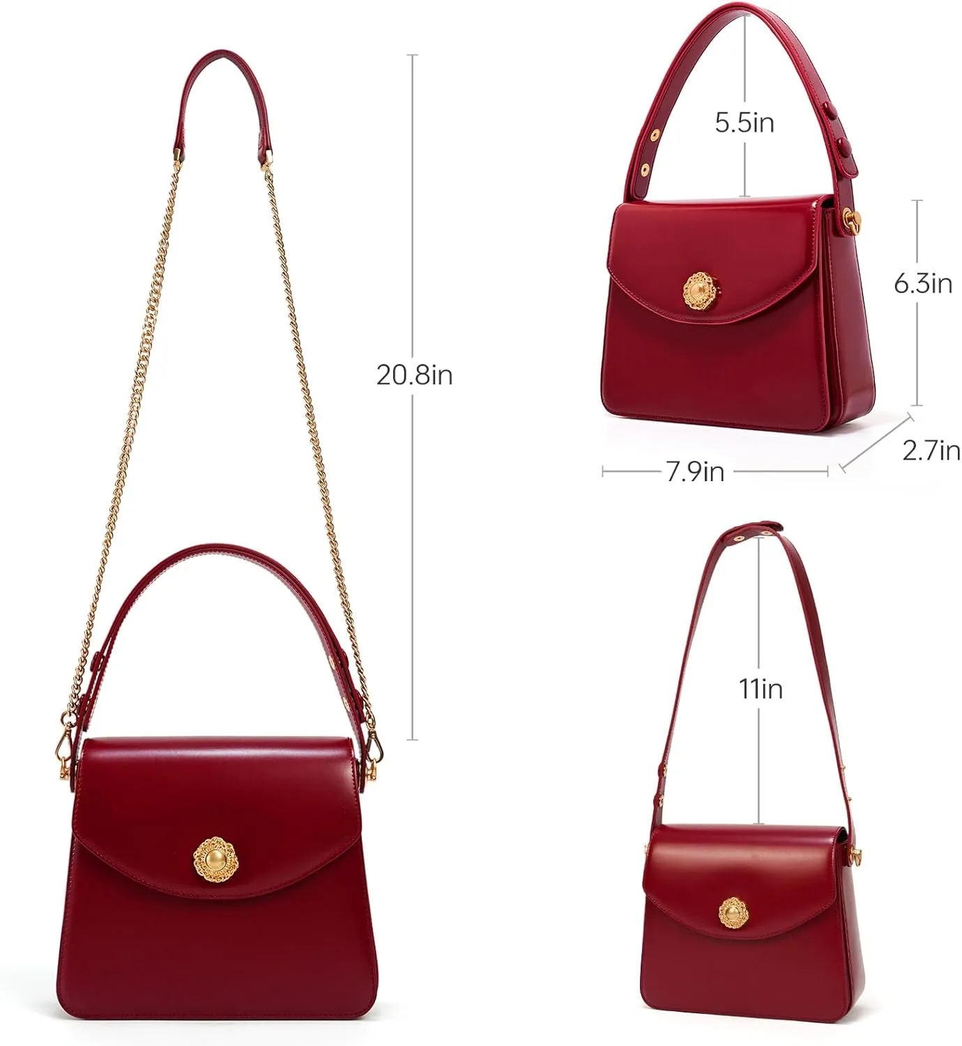 LA FESTIN Leather Top Handle Satchel Purse for Women Crossbody Bags Small Shoulder Purse Square Handbag with Adjustable Strap