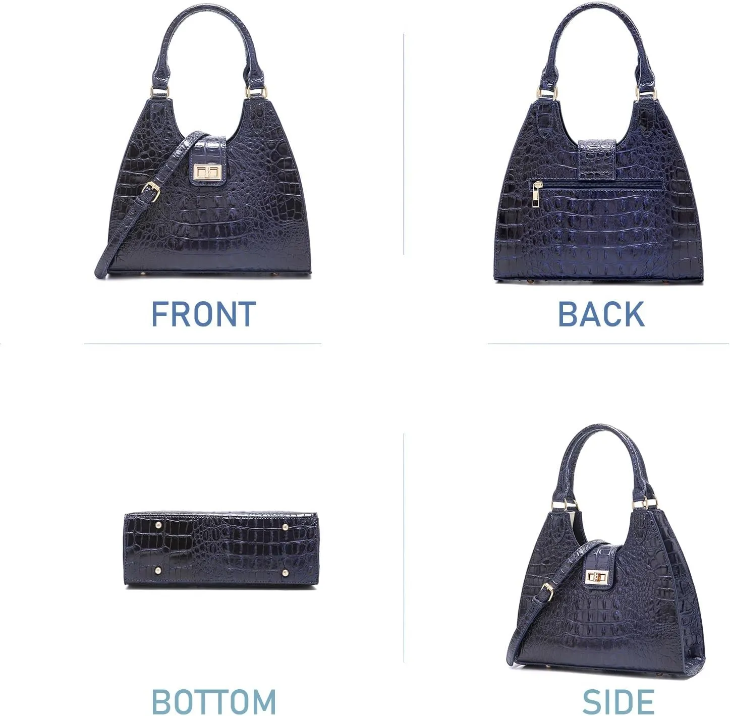 Ladies Tote Leather Bags for Women Crocodile Embossed Zipper Satchel Purse Classy Compartments Crossbody bag
