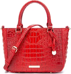 Ladies Tote Leather Bags for Women Crocodile Embossed Zipper Satchel Purse Elegant Compartments Crossbody Work