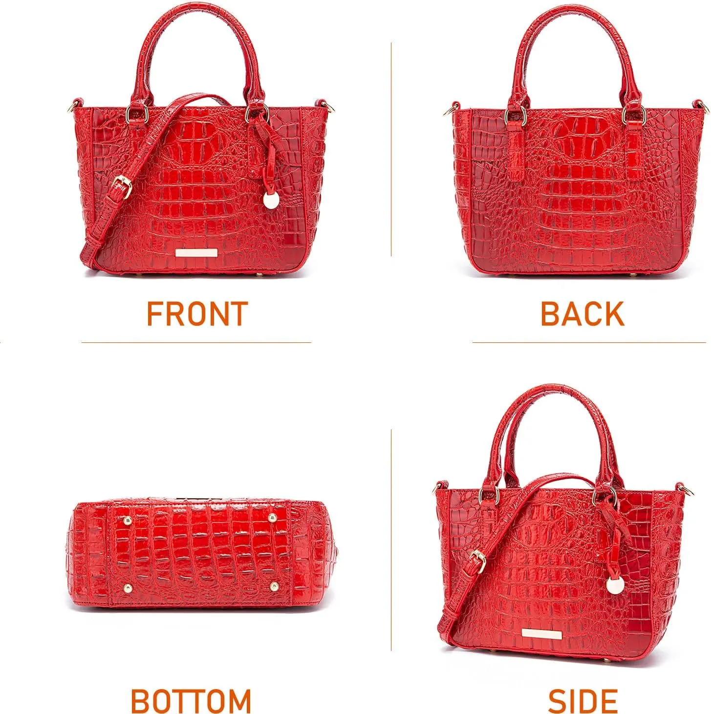 Ladies Tote Leather Bags for Women Crocodile Embossed Zipper Satchel Purse Elegant Compartments Crossbody Work