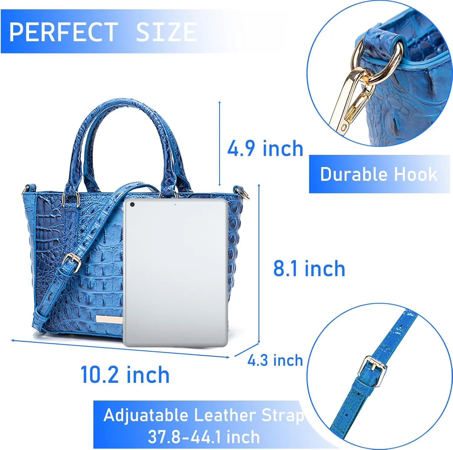 Ladies Tote Leather Bags for Women Crocodile Embossed Zipper Satchel Purse Elegant Compartments Crossbody Work
