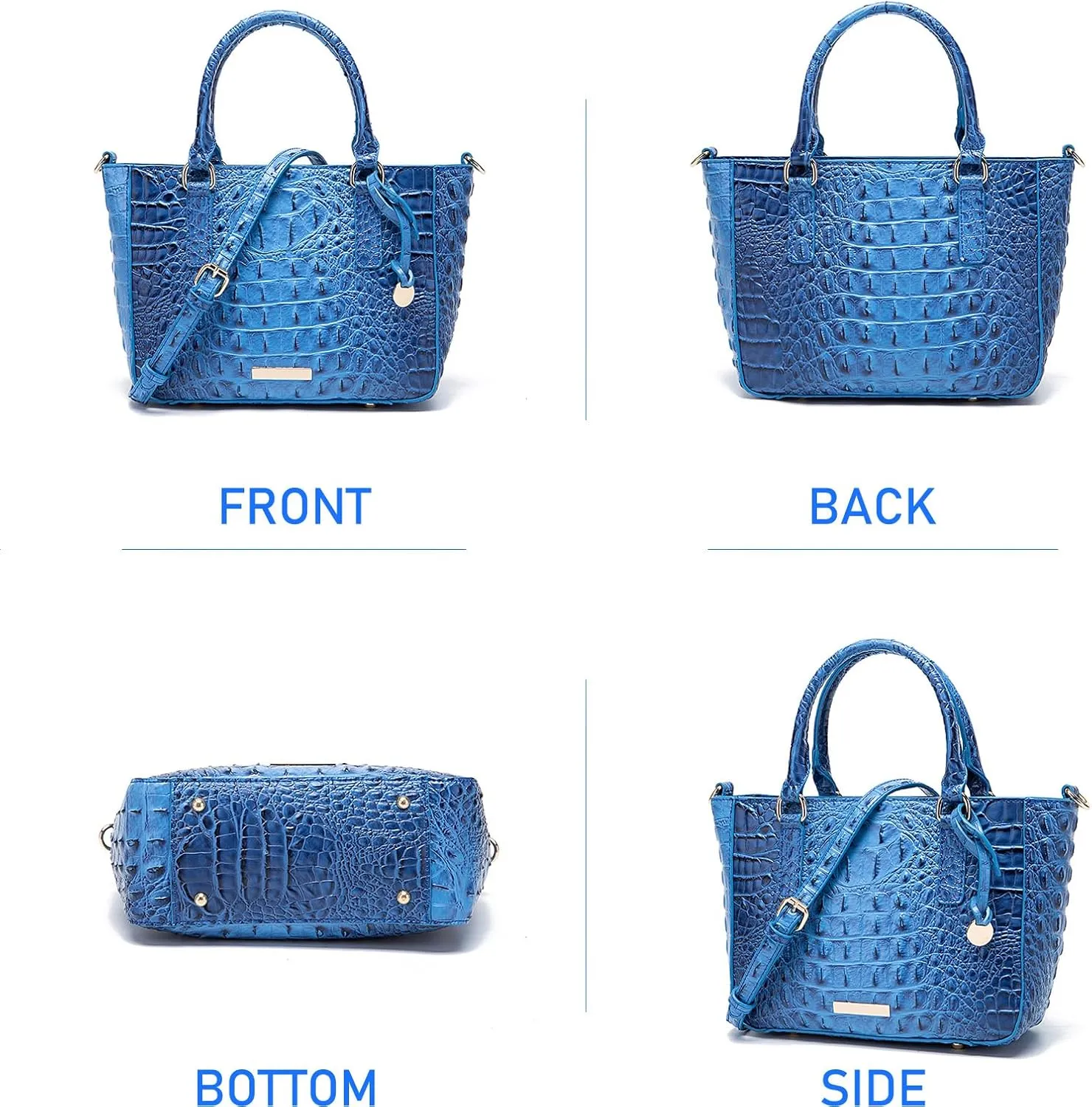 Ladies Tote Leather Bags for Women Crocodile Embossed Zipper Satchel Purse Elegant Compartments Crossbody Work