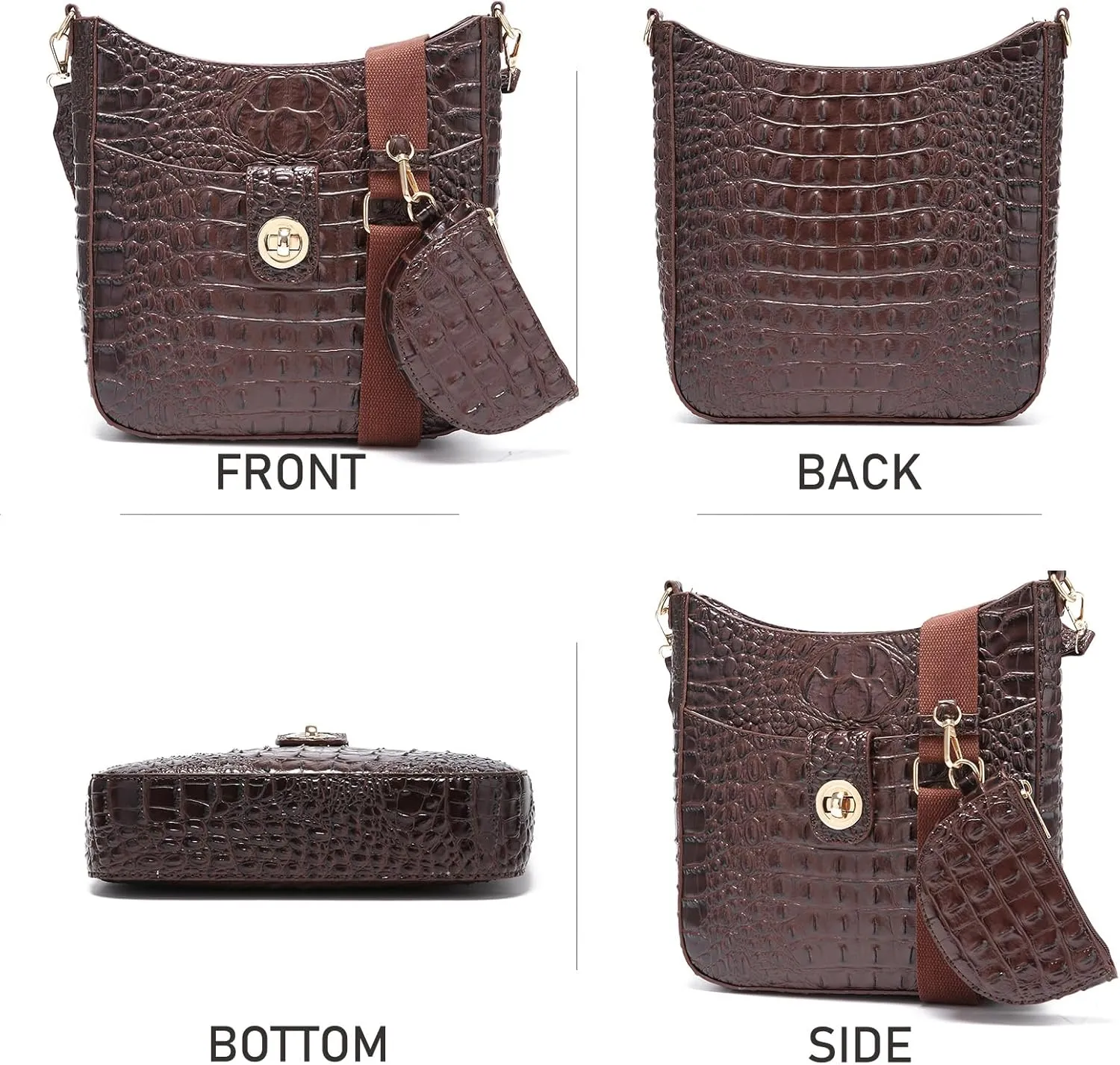 Ladies Tote Leather Bags for Women Crocodile Pattern HandBag Large Capacity Shoulder Purse