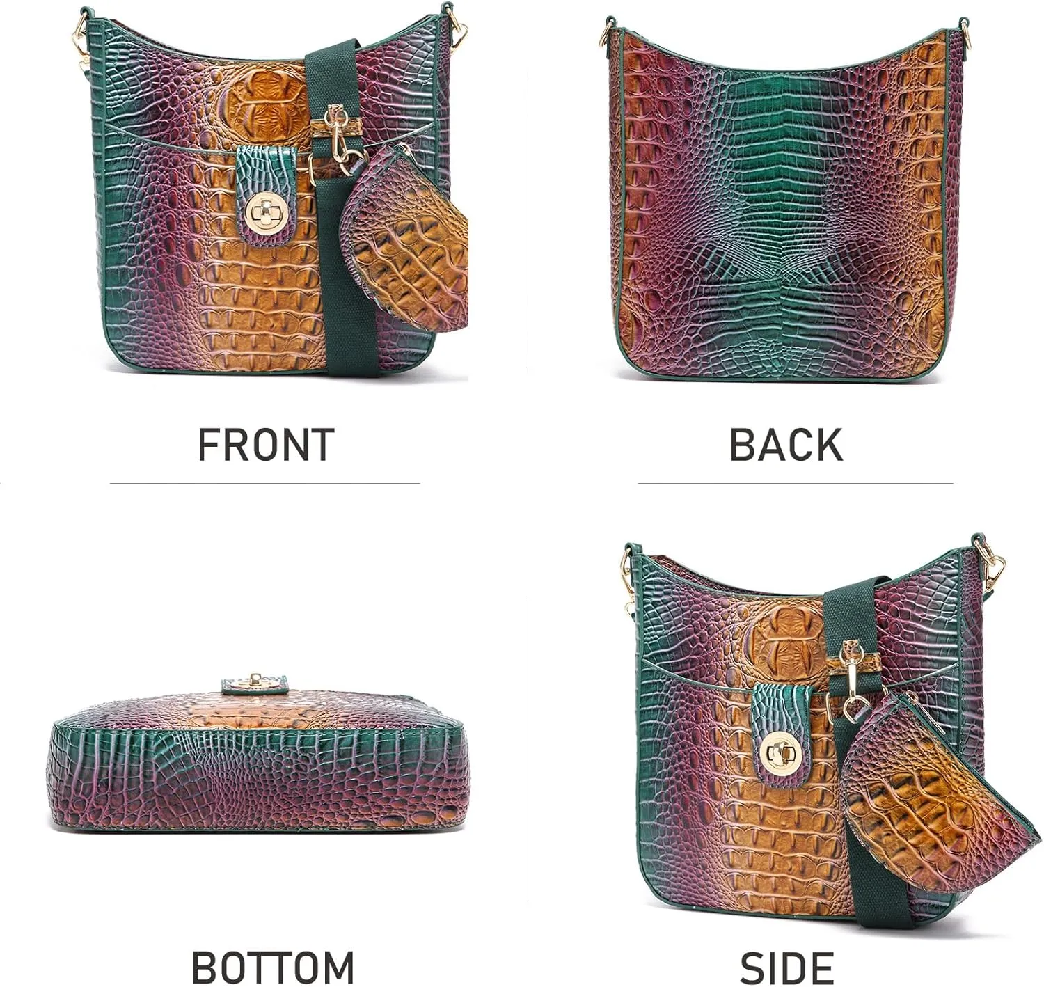 Ladies Tote Leather Bags for Women Crocodile Pattern HandBag Large Capacity Shoulder Purse