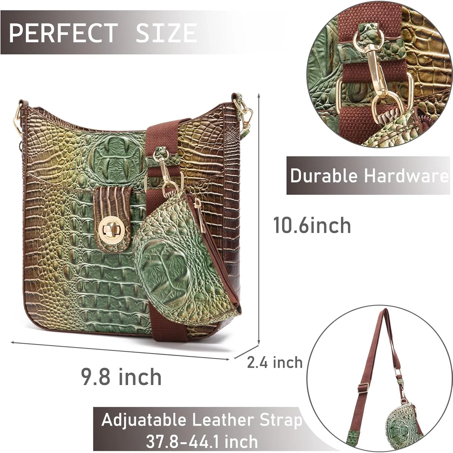 Ladies Tote Leather Bags for Women Crocodile Pattern HandBag Large Capacity Shoulder Purse
